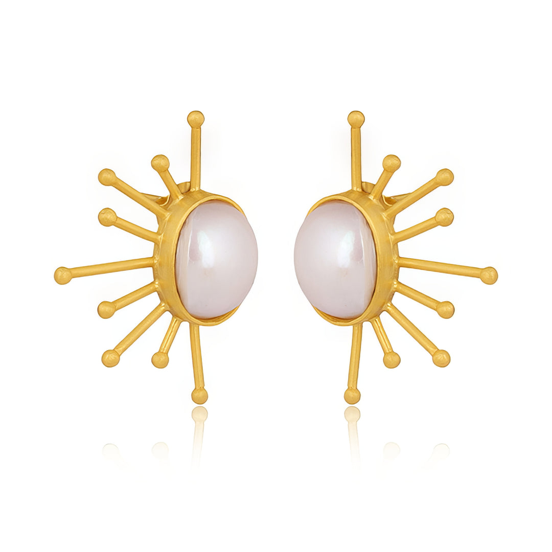 Here Comes the Sun Pearl Earrings in 18ct Gold-Plated Sterling Silver