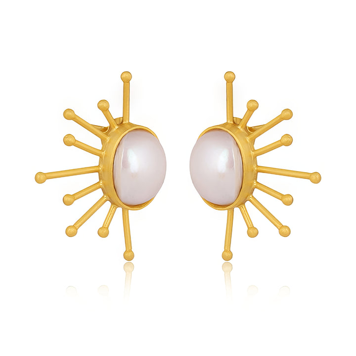 Here Comes the Sun Pearl Earrings in 18ct Gold-Plated Sterling Silver