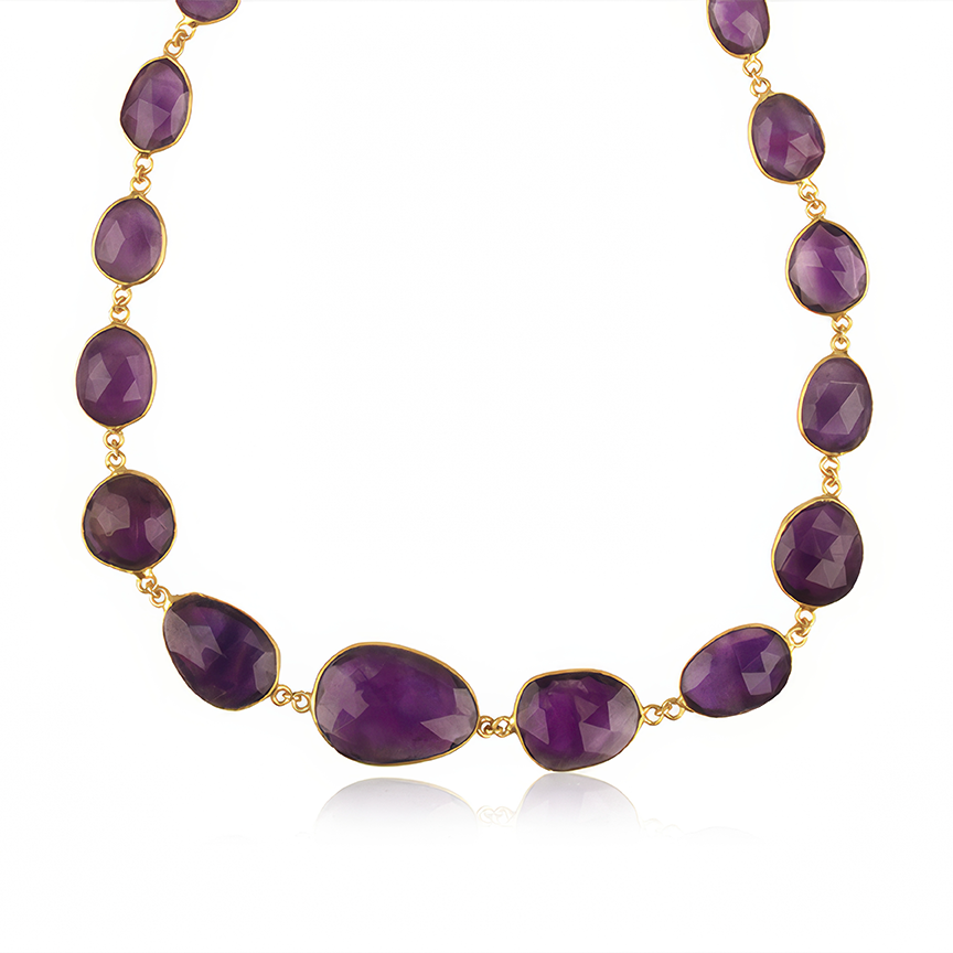 Gaia Amethyst Choker in 18ct Gold-Plated Brass