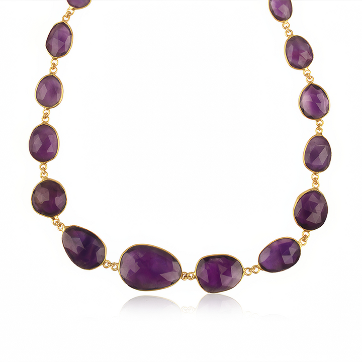 Gaia Amethyst Choker in 18ct Gold-Plated Brass