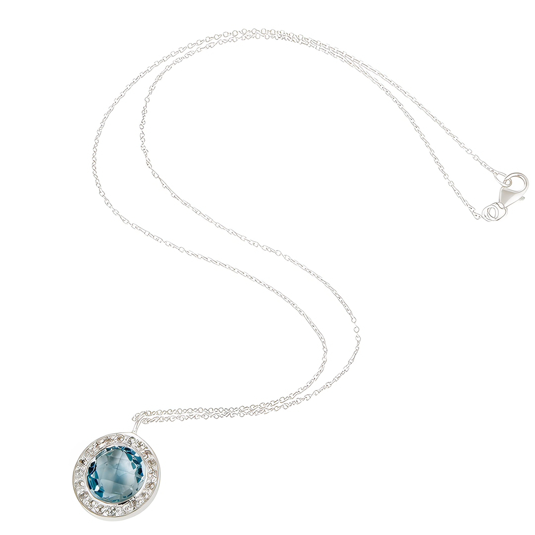 Blue topaz Halo Necklace