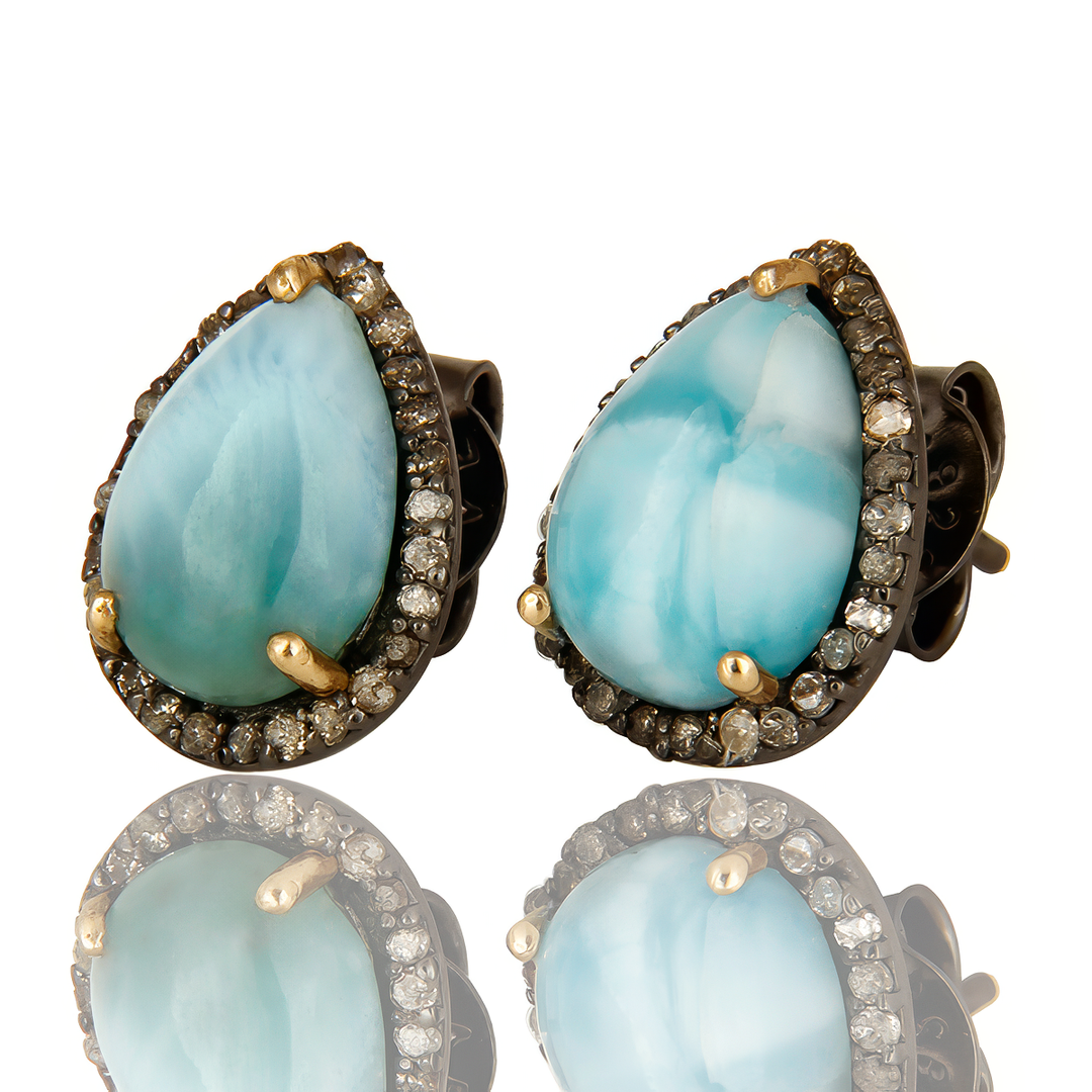 Diamond & Larimar "Runa Earrings"