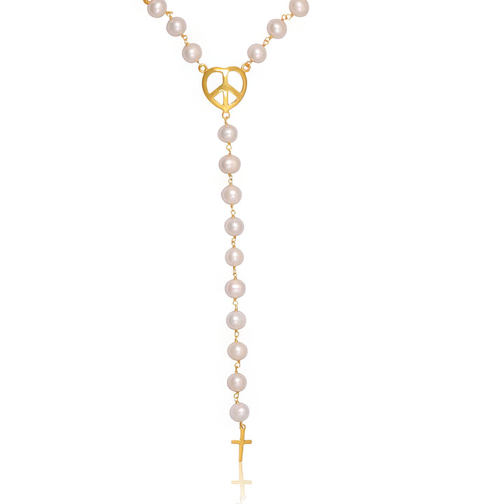 Pearl Prayer Necklace in 18ct Gold-Plated Sterling Silver