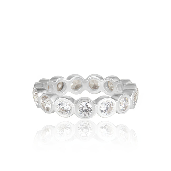 Zirconia Aria Ring in Solid Sterling Silver with Round Cut Cubic Zirconia