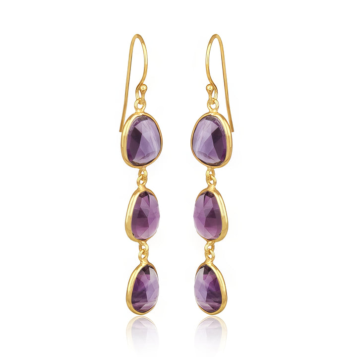 Gaia Amethyst Drop Earrings in 18ct Gold-Plated Sterling Silver