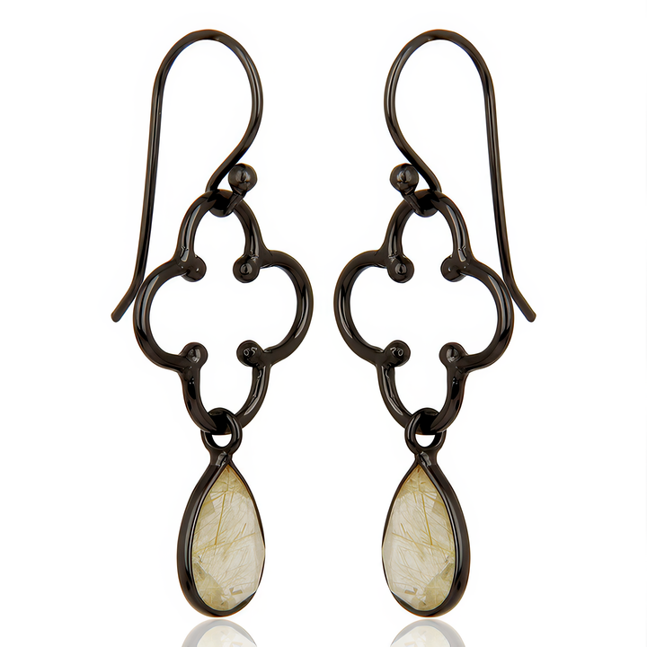 Golden Rutile Flower Dew Earrings