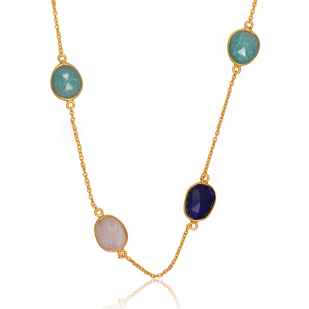 River Phoenix Multi-Gemstone Necklace in 18ct Gold-Plated Sterling Silver