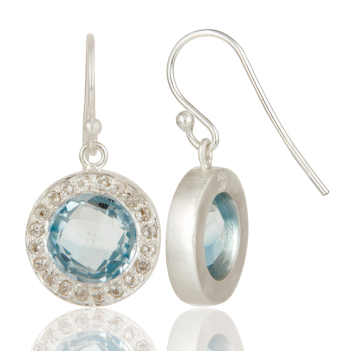 Blue topaz Halo Earrings