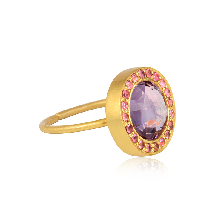 Amethyst Halo Ring