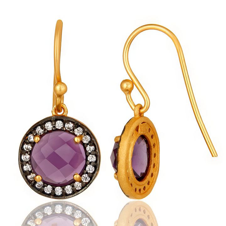 Amethyst Mini Halo Earrings
