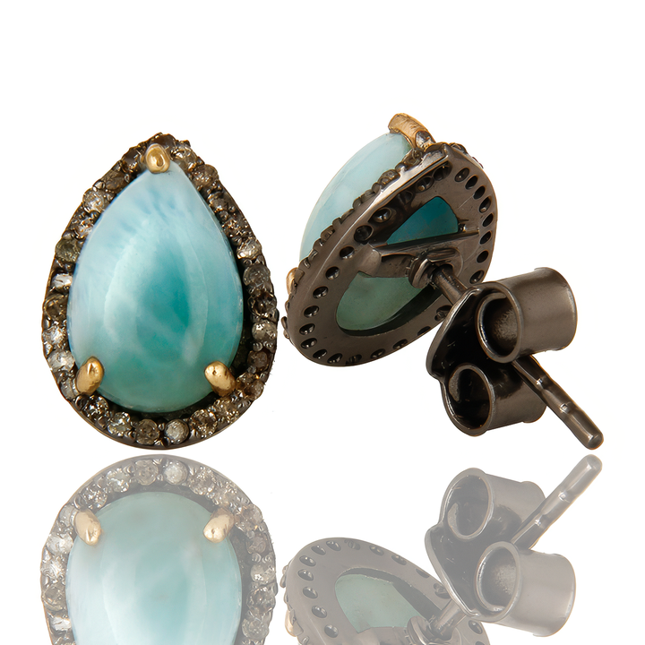 Diamond & Larimar "Runa Earrings"