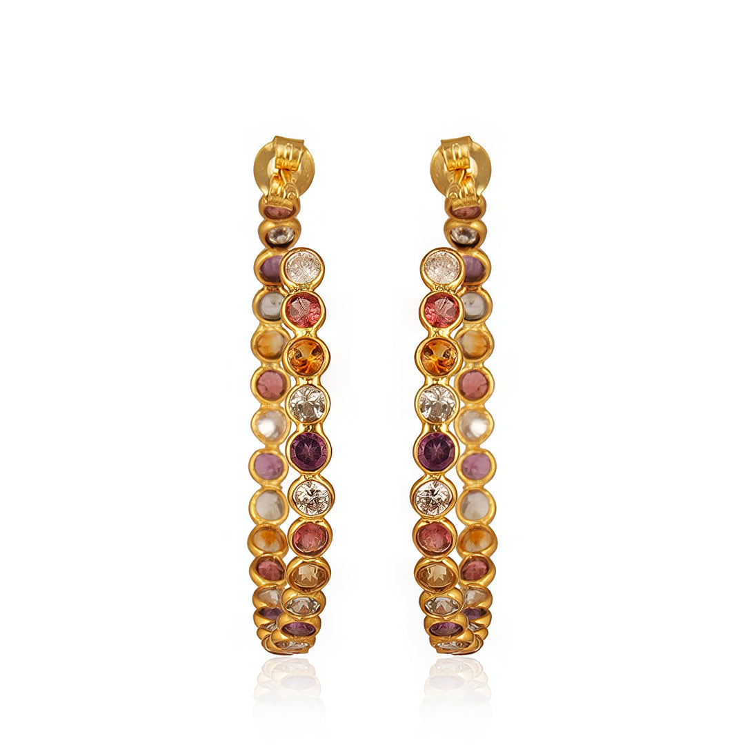 Chrysta Multi-Gemstone Earrings in 18K Gold-Plated Sterling Silver