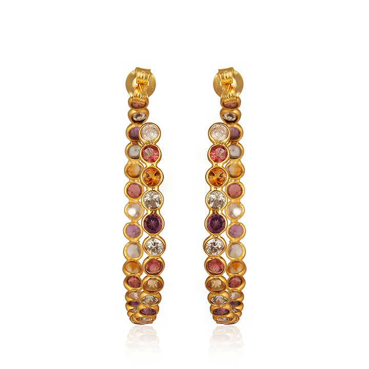 Chrysta Multi-Gemstone Earrings in 18K Gold-Plated Sterling Silver