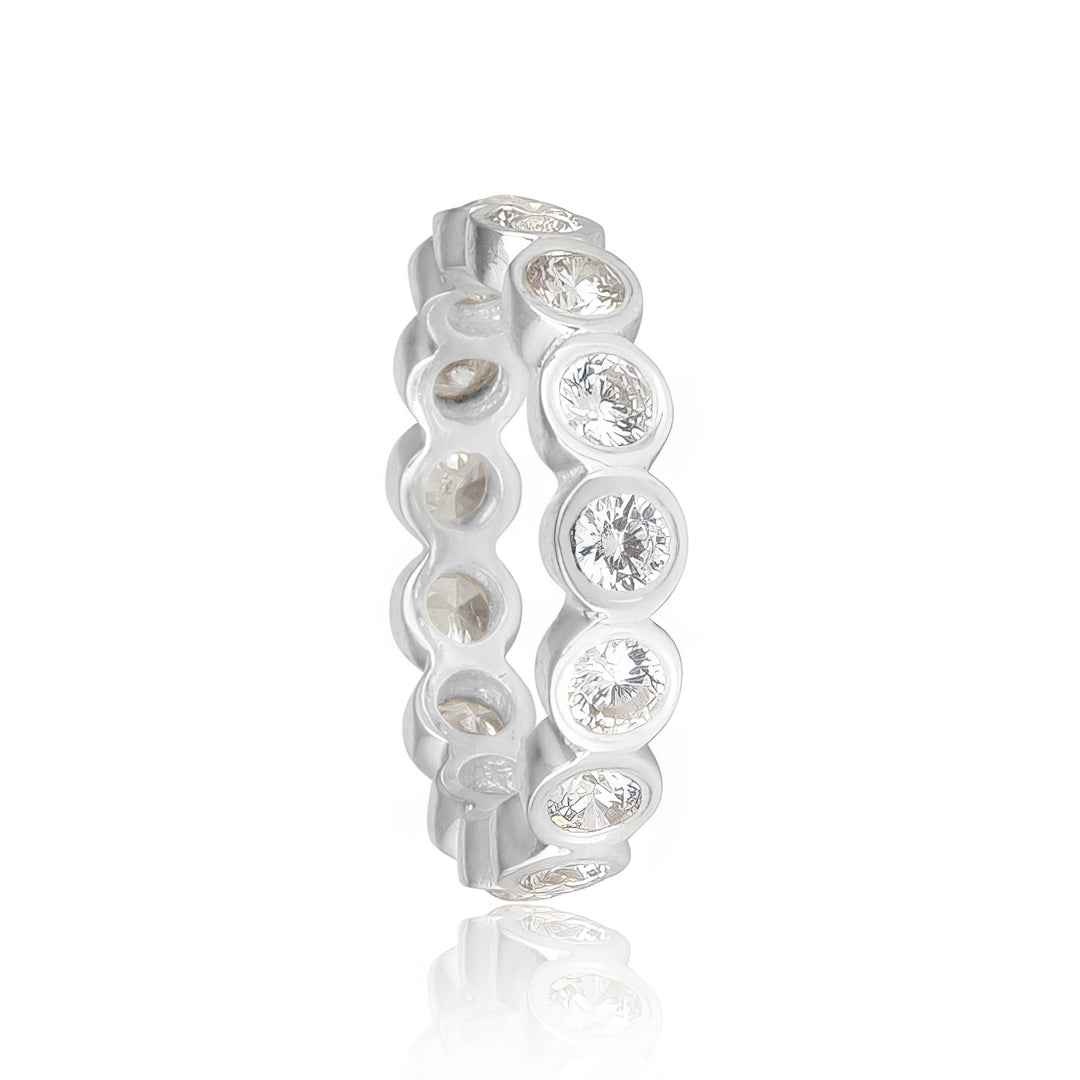 Zirconia Aria Ring in Solid Sterling Silver with Round Cut Cubic Zirconia