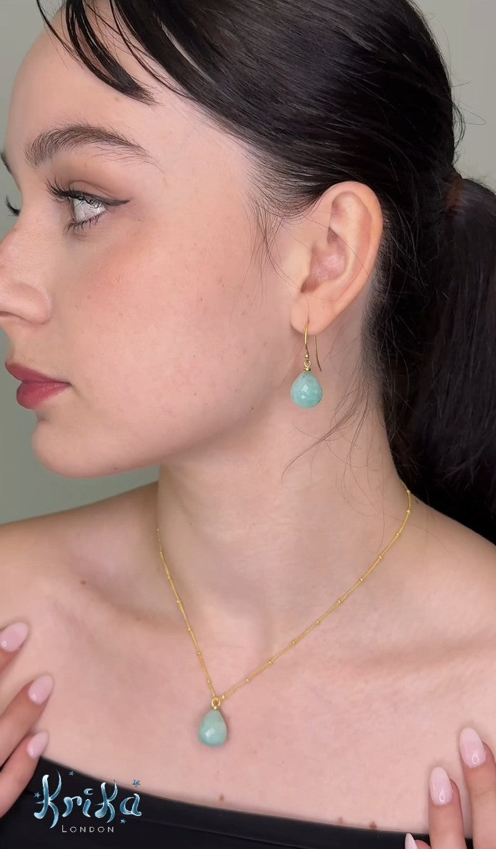 Amazonite Drop Earrings in 18ct Gold-Plated Sterling Silver