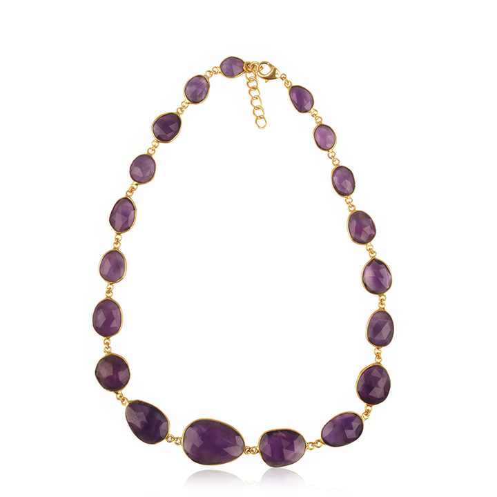 Gaia Amethyst Choker in 18ct Gold-Plated Brass