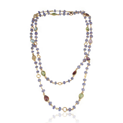 Zoe Necklace Tanzanite and Multi-Gemstone Gold Plated Necklace