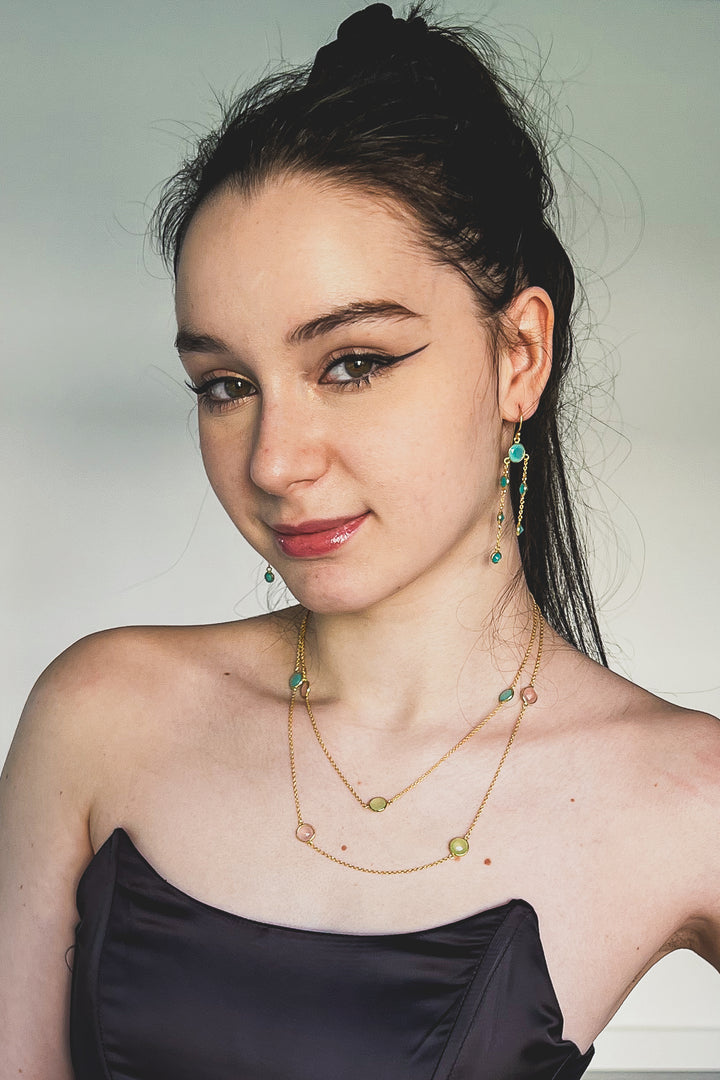 Mint Aqua Chalcedony Drop Earrings in 18ct Gold-Plated Sterling Silver