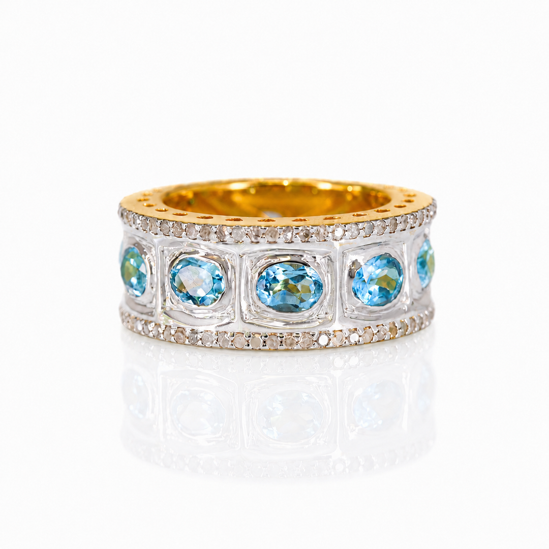 All-Blue Topaz Chrysler Ring