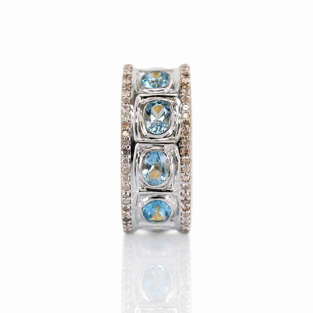All-Blue Topaz Chrysler Ring