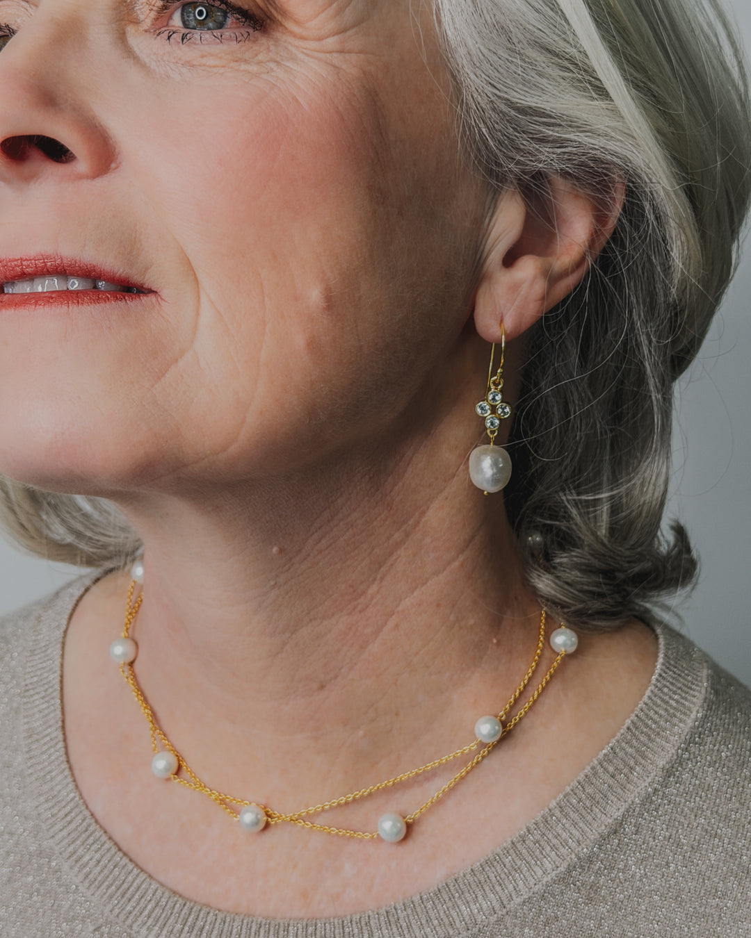 Titan Freshwater Pearl Sterling Silver Necklace Gold Plated