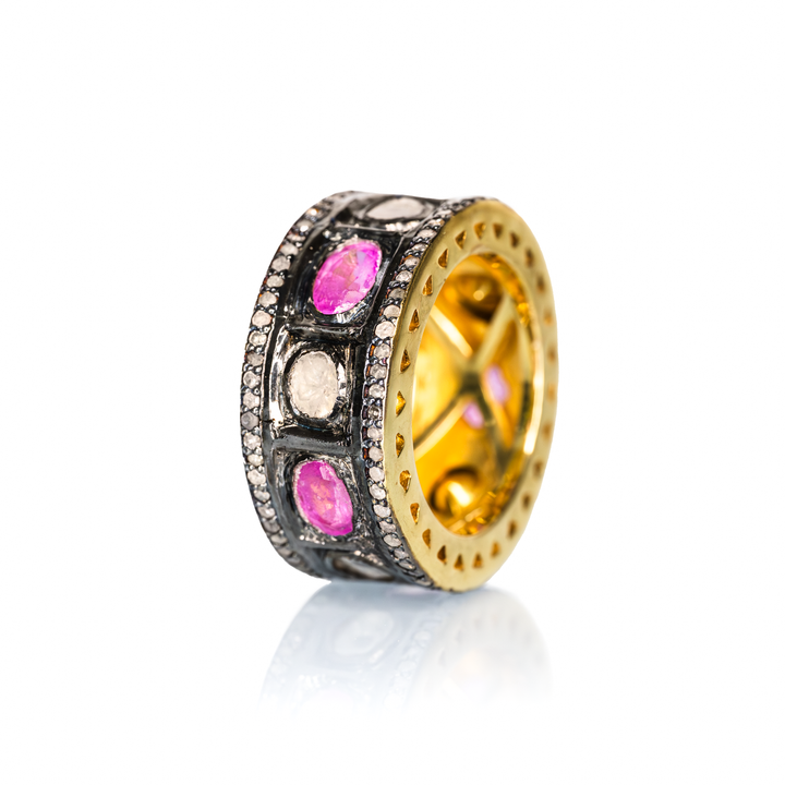 Pink Sapphire & Diamond Chrysler Ring