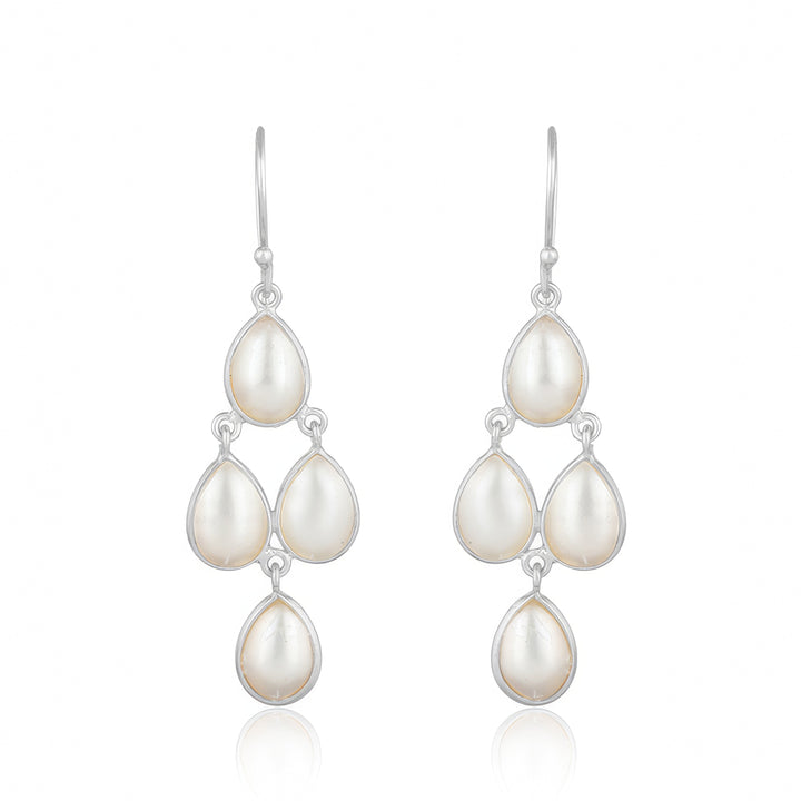 Pearl Chandelier Earrings Silver