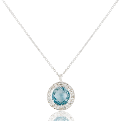 Blue topaz Halo Necklace