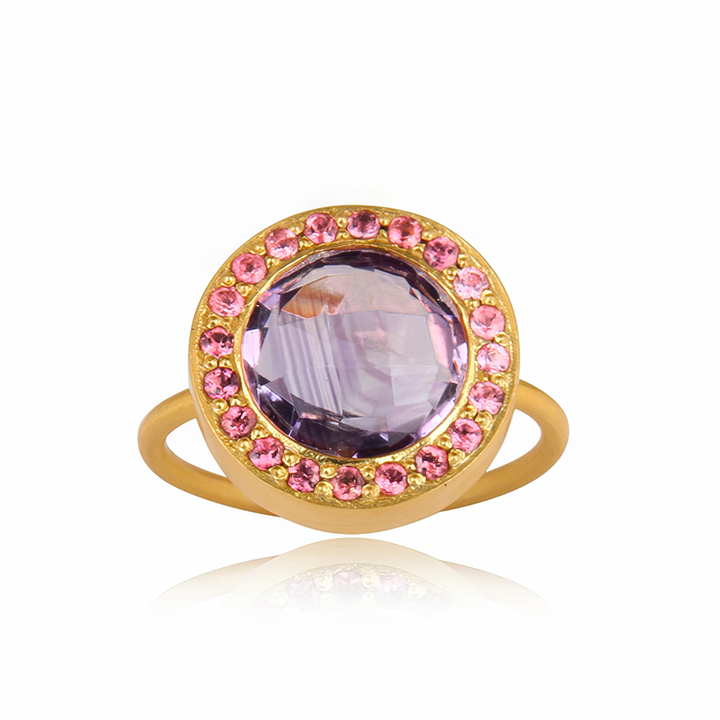 Amethyst Halo Ring