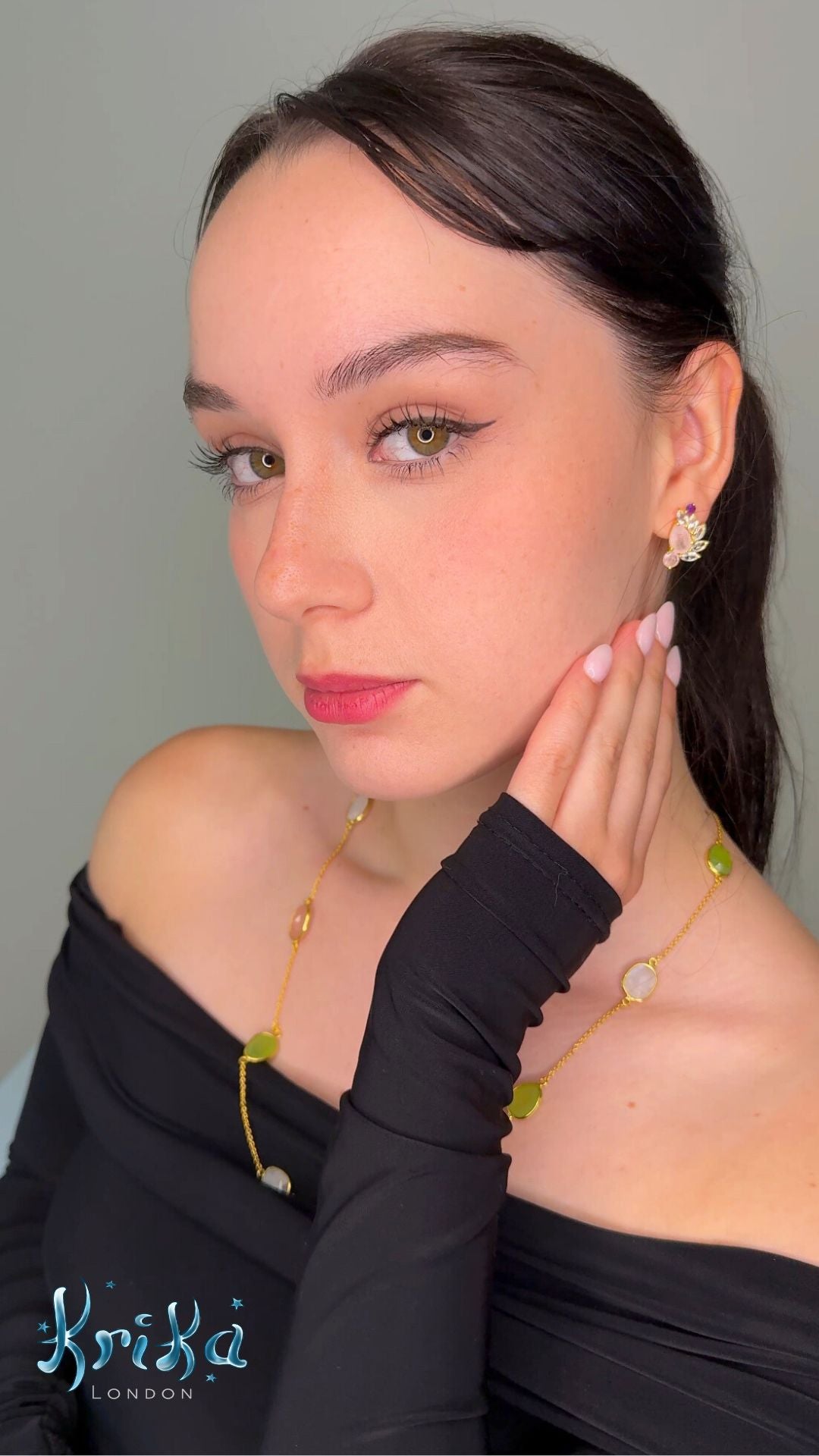 Candy Lane Necklace in 18K Gold Vermeil with Moonstone & Chalcedony