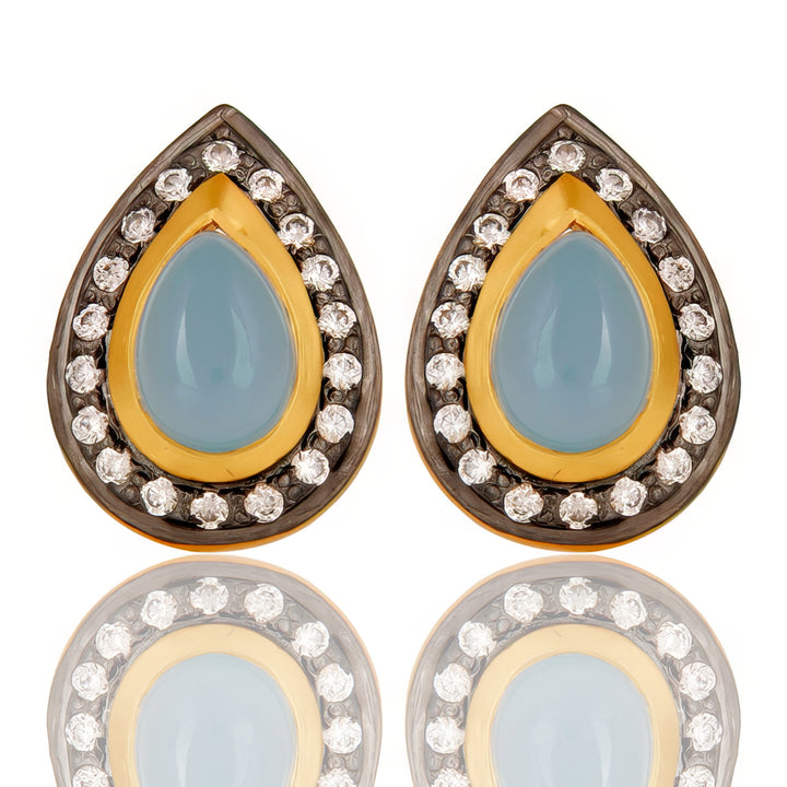 Elle Blue Chalcedony Teardrop Earrings in 18ct Gold-Plated Brass