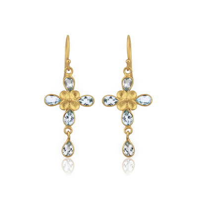 Blue Topaz Hope Drop Earrings – 18k Gold Plated Sterling Silver