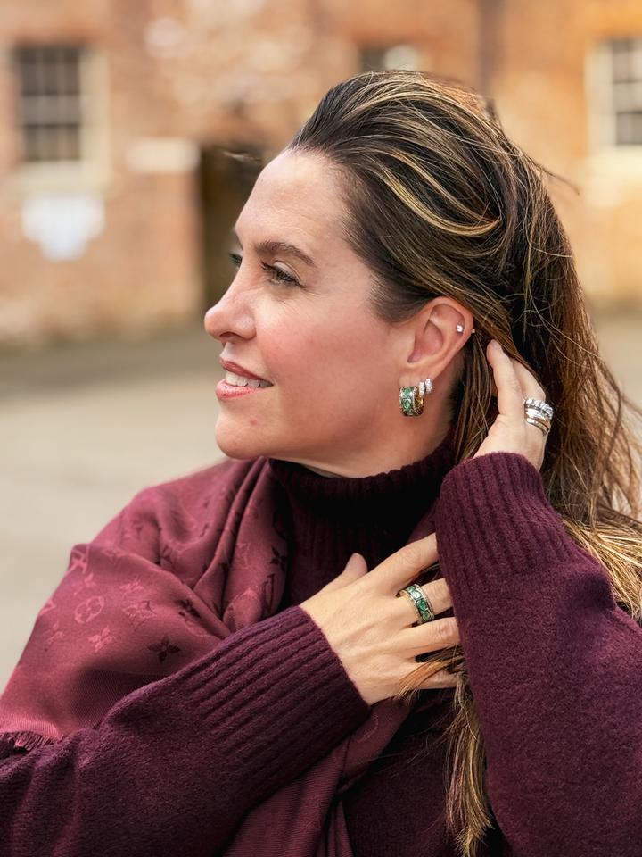 All-Emerald Chrysler Ring in Sterling Silver, Black Rhodium & 18ct Gold