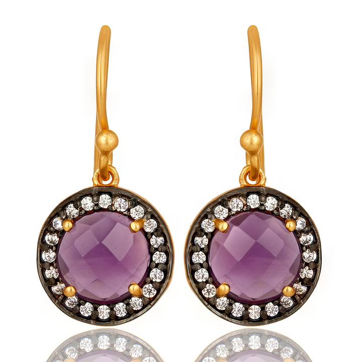 Amethyst Mini Halo Earrings