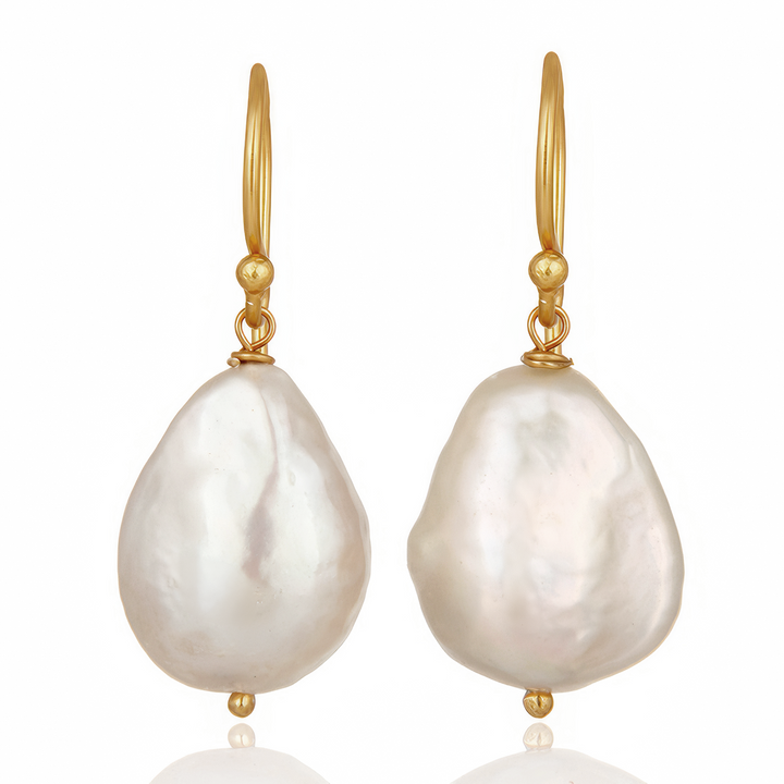 Luna Freshwater Pearl Gold Plated Drop Earrings