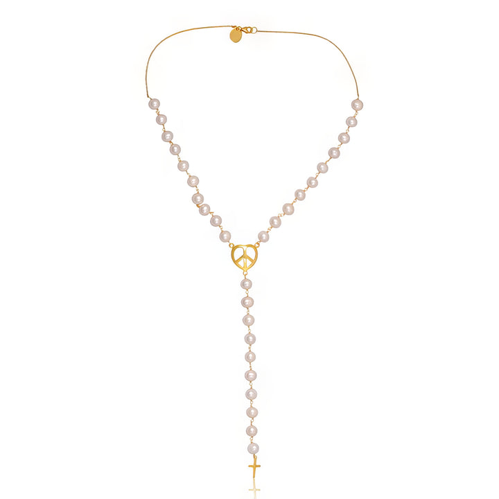 Pearl Prayer Necklace in 18ct Gold-Plated Sterling Silver