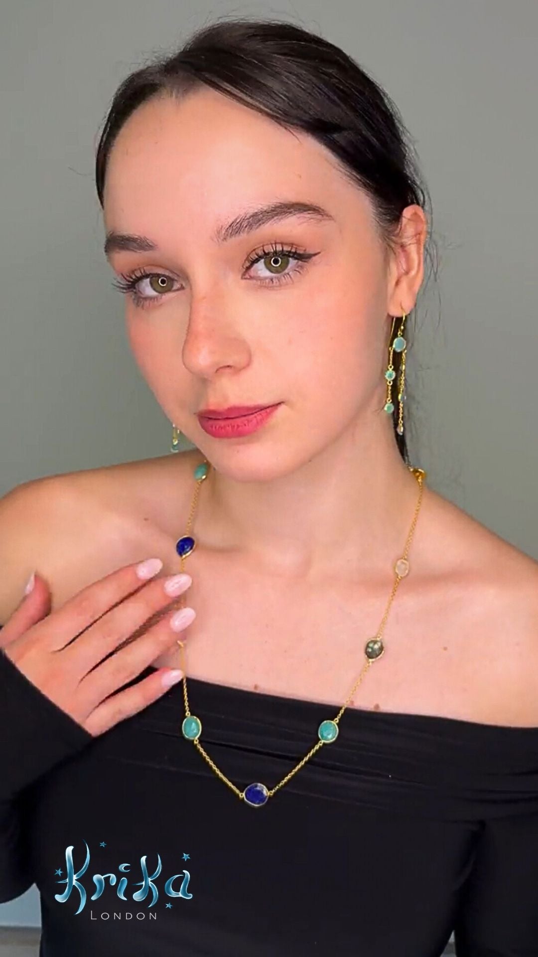 River Phoenix Multi-Gemstone Necklace in 18ct Gold-Plated Sterling Silver