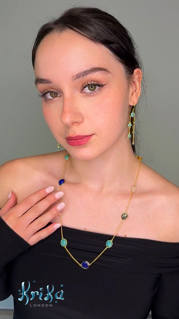 Mint Aqua Chalcedony Drop Earrings in 18ct Gold-Plated Sterling Silver