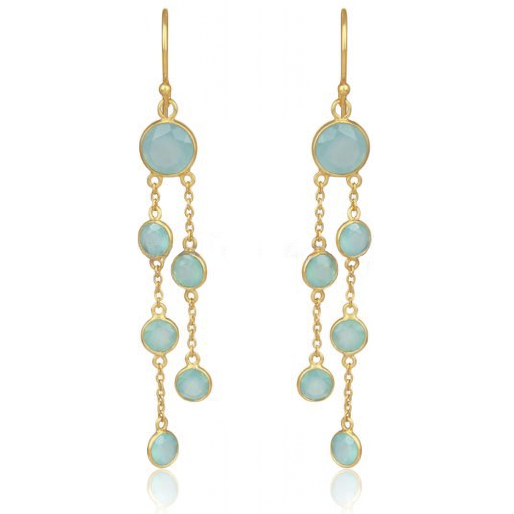 Mint Aqua Chalcedony Drop Earrings in 18ct Gold-Plated Sterling Silver