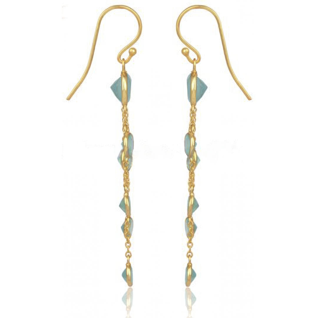 Mint Aqua Chalcedony Drop Earrings in 18ct Gold-Plated Sterling Silver