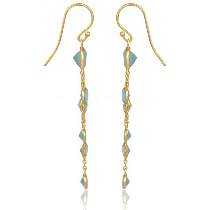 Mint Aqua Chalcedony Drop Earrings in 18ct Gold-Plated Sterling Silver