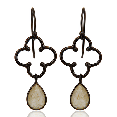 Golden Rutile Flower Dew Earrings