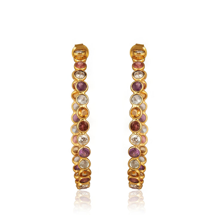 Chrysta Multi-Gemstone Earrings in 18K Gold-Plated Sterling Silver