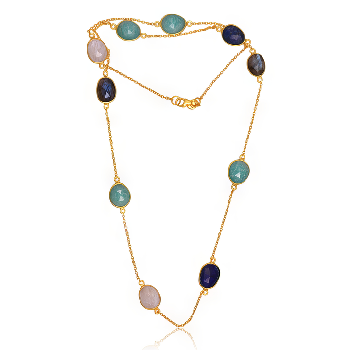 River Phoenix Multi-Gemstone Necklace in 18ct Gold-Plated Sterling Silver