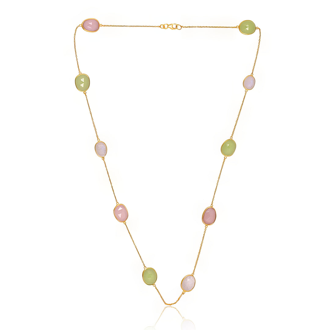 Candy Lane Necklace in 18K Gold Vermeil with Moonstone & Chalcedony