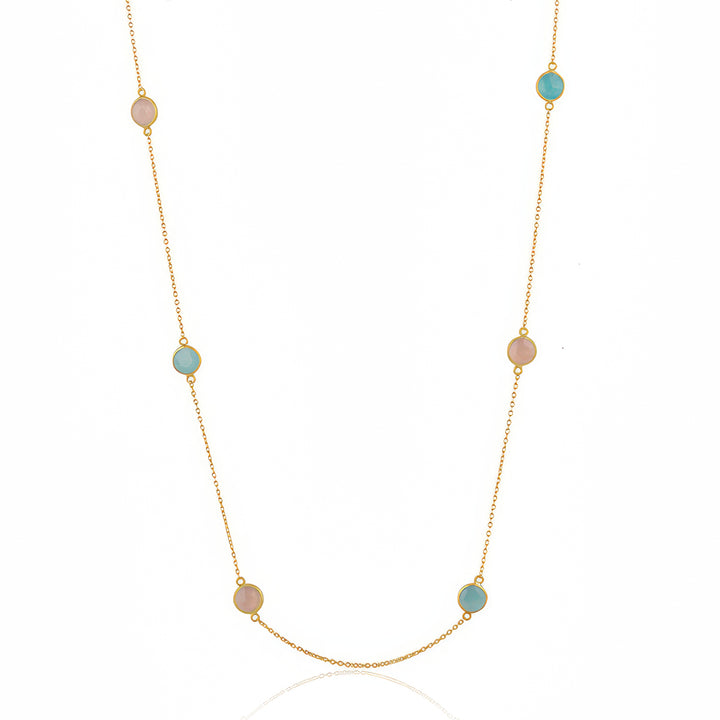 Aqua Rose Confetti Necklace