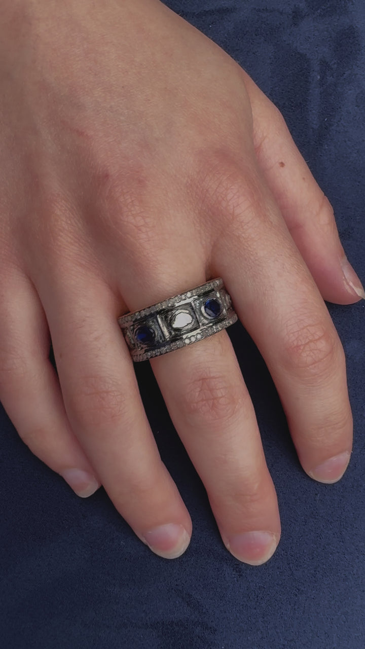 Blue Sapphire & Diamond Edition Chrysler Ring