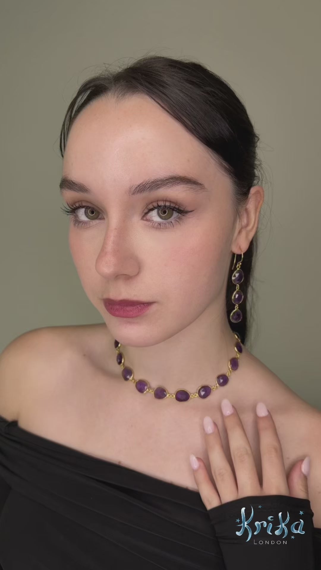 Gaia Amethyst Drop Earrings in 18ct Gold-Plated Sterling Silver