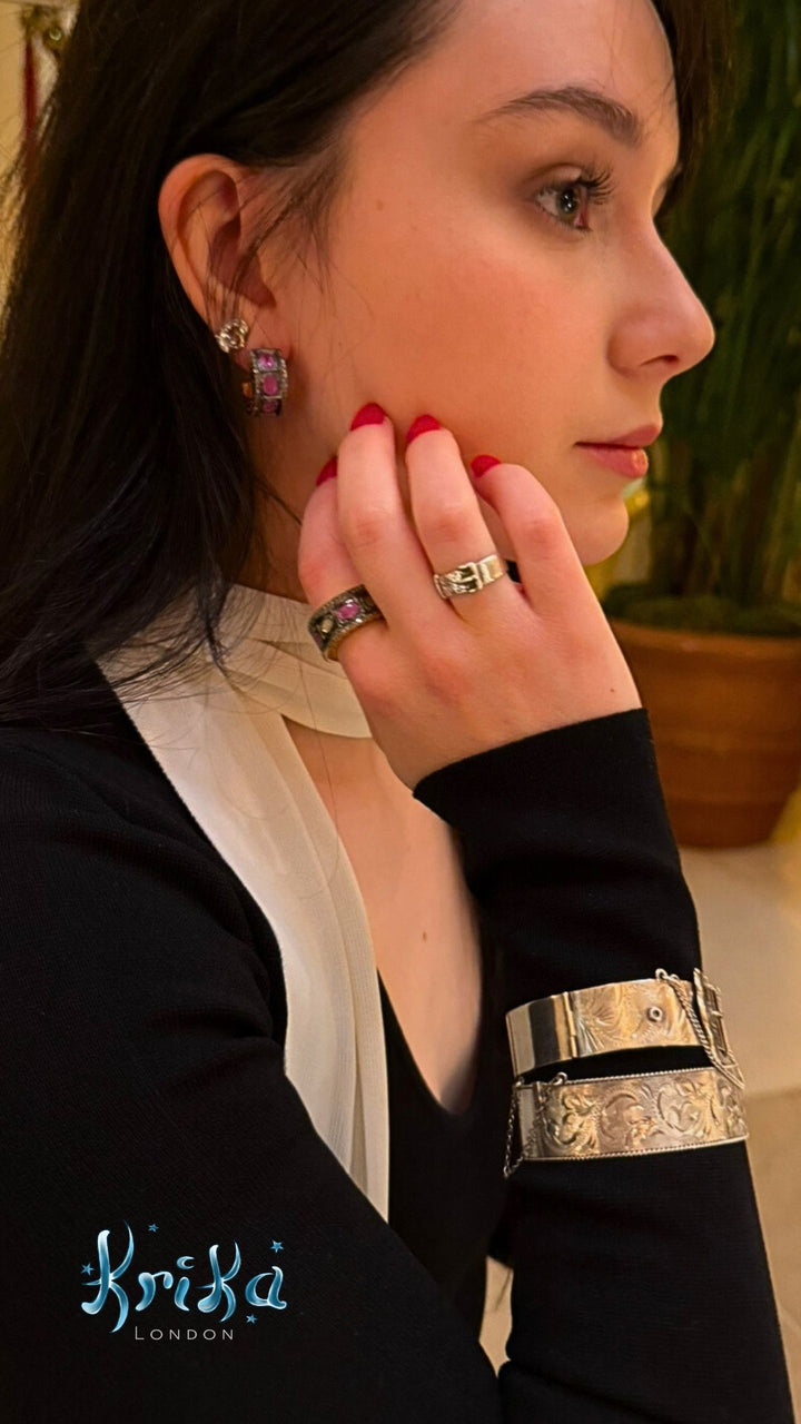 Pink Sapphire Chrysler Earrings and Ring

